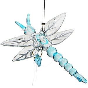 Hanging Glass Dragonfly Blue